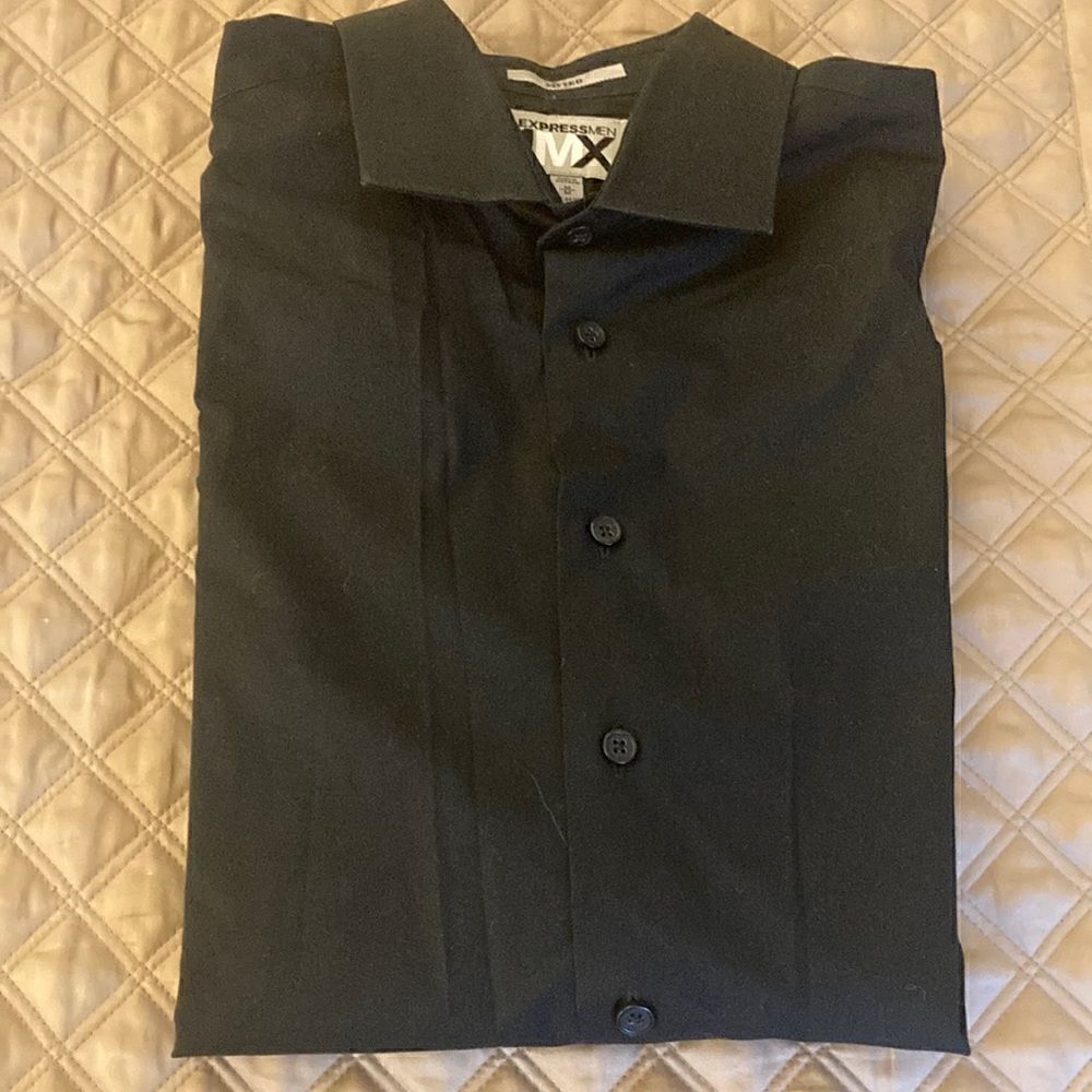 Expressmen 1mx Nwot Mens Fitted Long Sleeve Black Shirt. Size Medium.